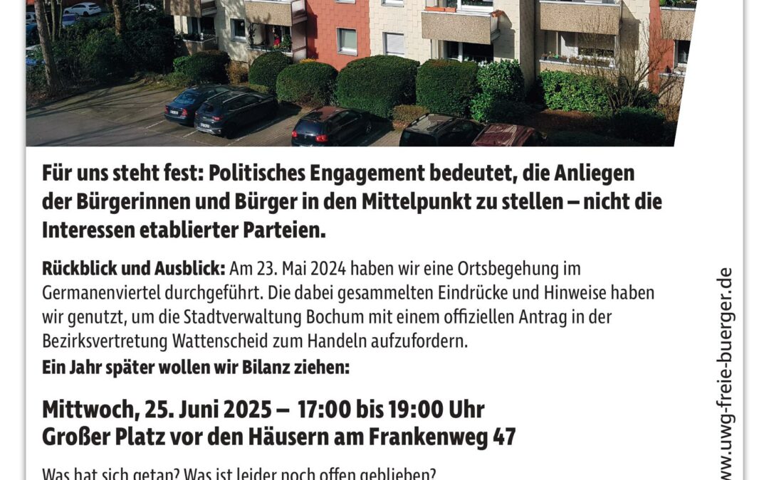 Ein Jahr nach der Ortsbegehung im Germanenviertel: Wir ziehen Bilanz – und bleiben dran!